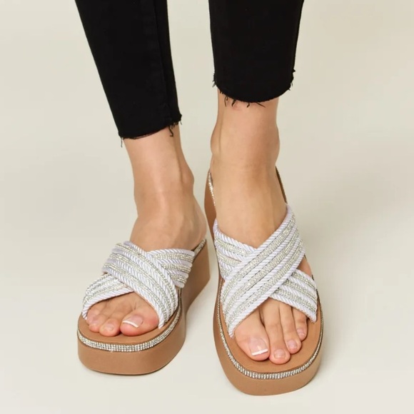 Strappy Sparkly Wedge Slip On’s - Picture 1 of 7